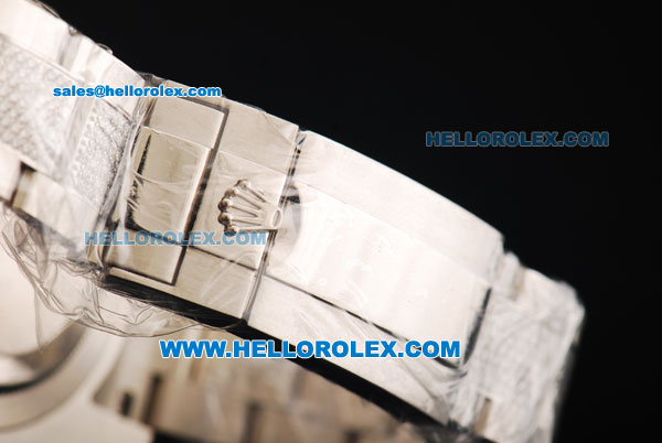 Rolex GMT-Master II Swiss ETA 2836 Automatic Movement Steel Diamond Case with White Markers and Diamond Bezel-Steel Diamond Strap - Click Image to Close